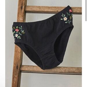 Brand new- April Cornell Kimmie underwear black embroidered flowers